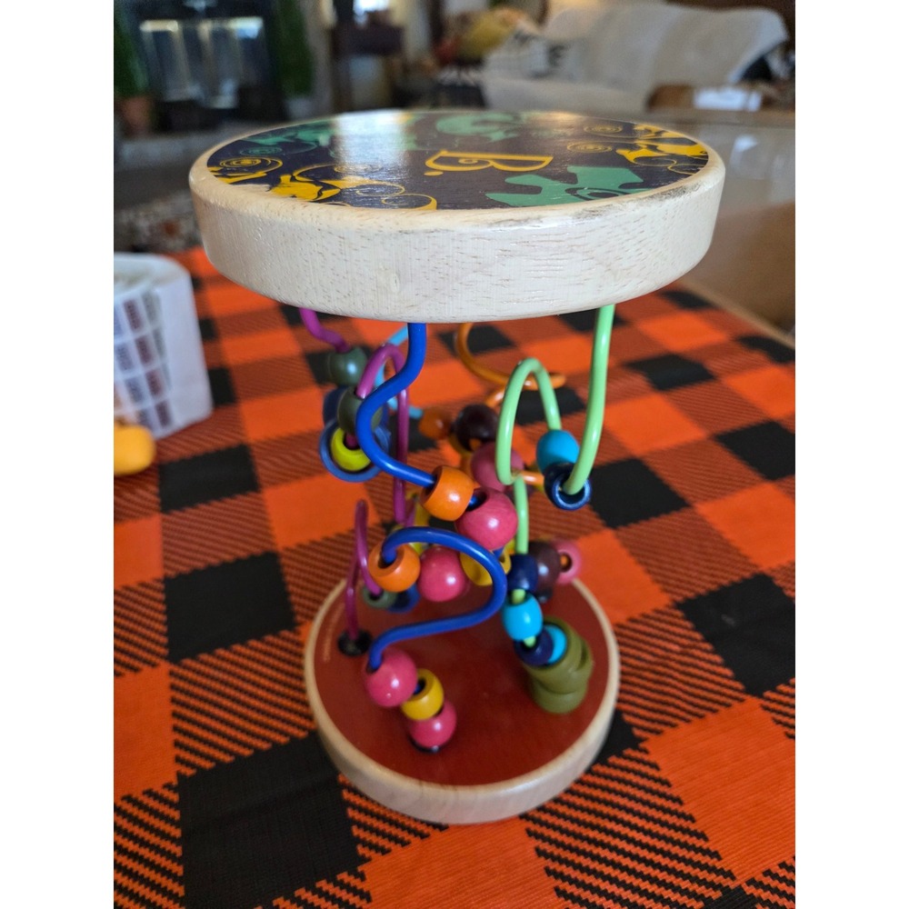 B. Toys Wooden Bead Maze Rollercoaster Toddler Sensory Activity Toy Multi Color